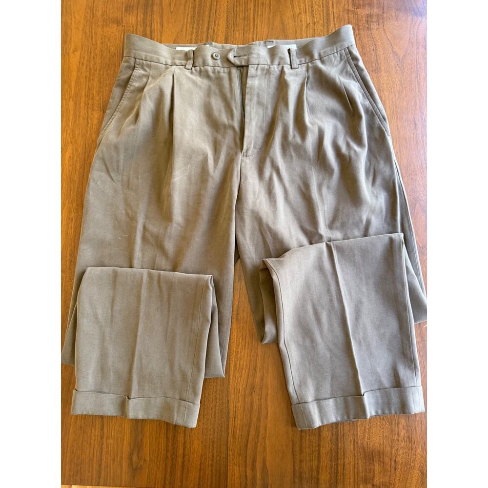 John W. Nordstrom Pleated Cuffed Cotton Tencel Trousers 34x32